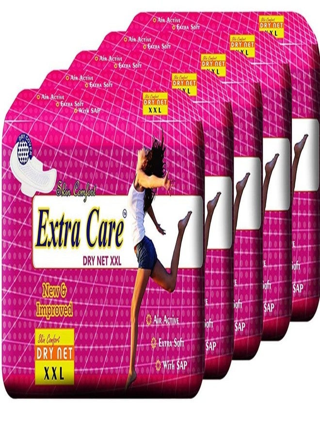 Extra Care Dry Net Sanitary Pads for women Combo of 5 packets with rich and premium napkins - Image 1